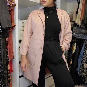 Zara Faux Suede Pink Blazer Coat